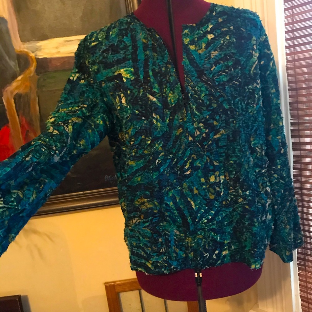 Chico’s watercolor zip-up jacket